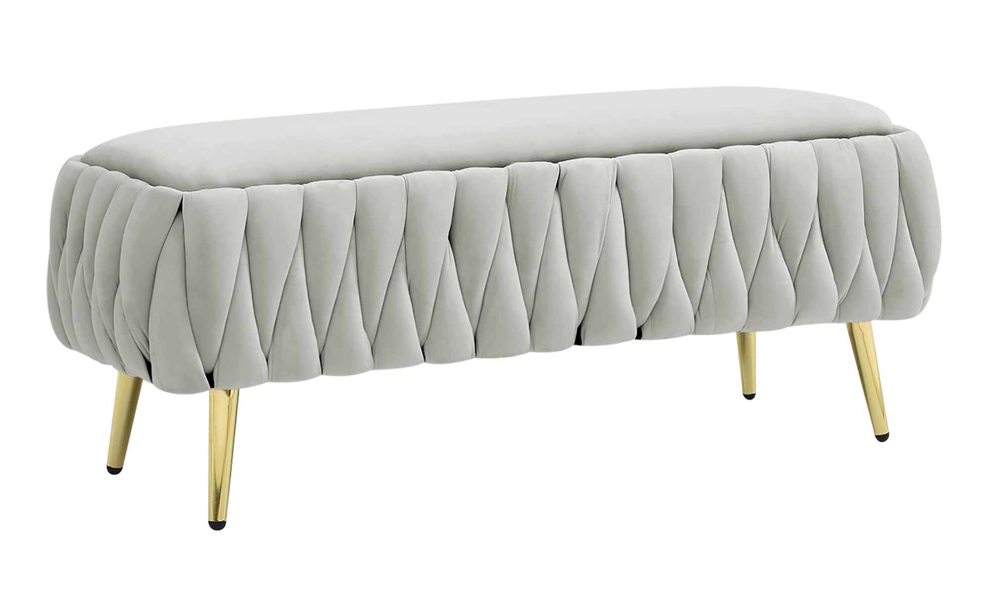 Panca Imbottita Divanetto In Velluto Contenitore Pouf Grande XXL PortaOggetti  Intrecciato Panca Sgabello A Pie Di Letto Con Gambe In Metallo Dorato Cassapanca Ingresso Legno Massello Panchina - Grigio