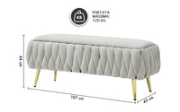 Panca Imbottita Divanetto In Velluto Contenitore Pouf Grande XXL PortaOggetti  Intrecciato Panca Sgabello A Pie Di Letto Con Gambe In Metallo Dorato Cassapanca Ingresso Legno Massello Panchina - Grigio