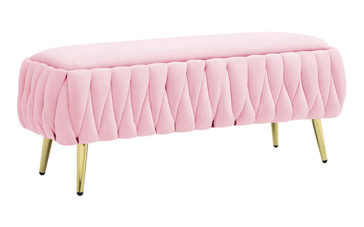 Panca Imbottita Divanetto In Velluto Contenitore Pouf Grande XXL PortaOggetti  Intrecciato Panca Sgabello A Pie Di Letto Con Gambe In Metallo Dorato Cassapanca Ingresso Legno Massello Panchina - Rosa Cipria