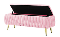 Panca Imbottita Divanetto In Velluto Contenitore Pouf Grande XXL PortaOggetti  Intrecciato Panca Sgabello A Pie Di Letto Con Gambe In Metallo Dorato Cassapanca Ingresso Legno Massello Panchina - Rosa Cipria