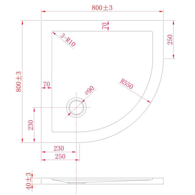 Piatto Doccia Semicircolare In Acrilico Bianco Fosterberg Floret 4 Ultraslim 80x80 cm