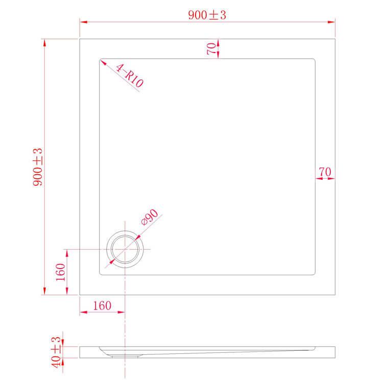 Piatto Doccia 90x90 cm in Acrilico Fosterberg Floret 2 Bianco Lucido