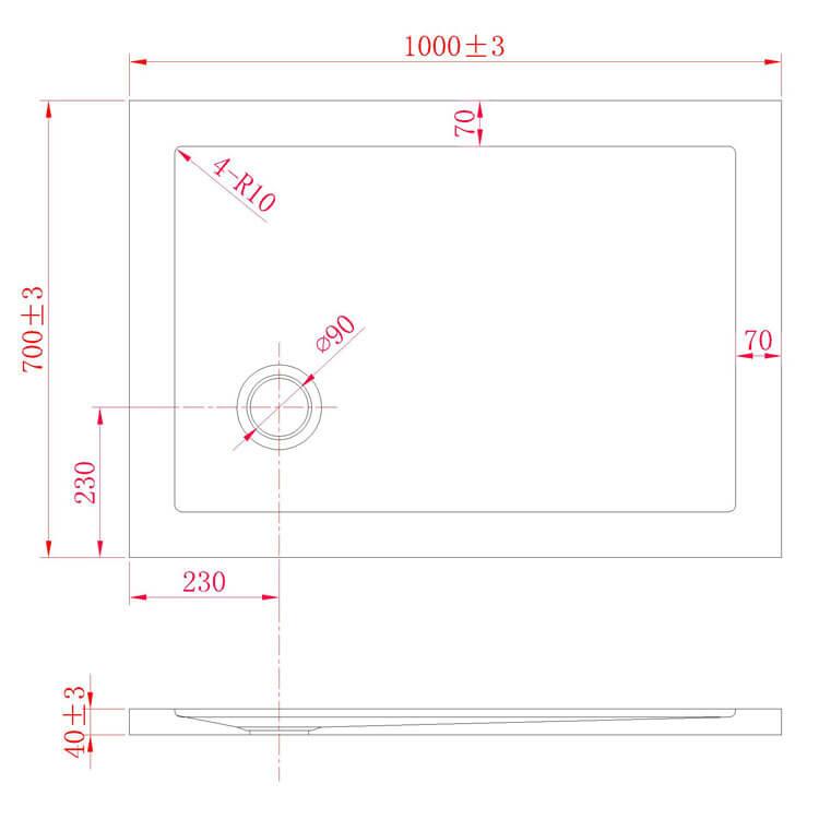 Piatto Doccia 70x100 cm in Acrilico Fosterberg Floret 2 Bianco Lucido