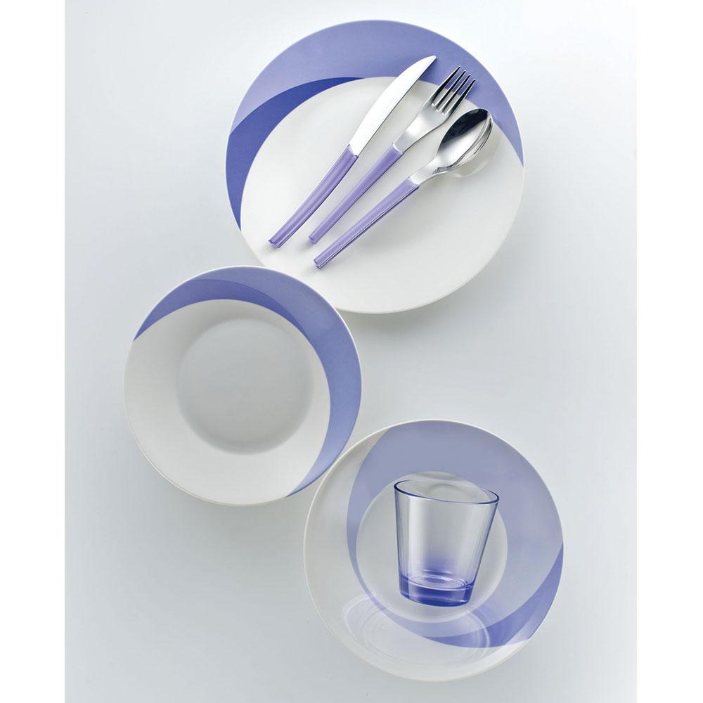 Set 7 pezzi Piatti + Posate + Bicchiere Eme Natura Water Indaco