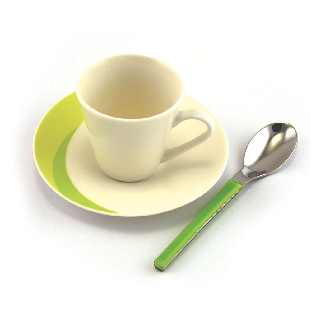 Set Caffè 3 pezzi Tazzina + Sottotazza + Cucchiaino Eme Natura Green Verde