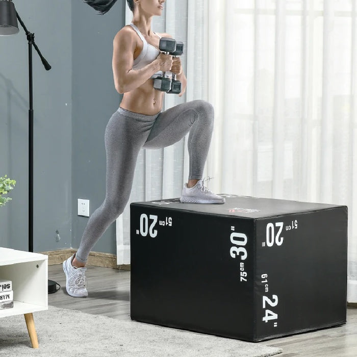 Jumping Box 3in1 3 Altezze Fitness Jumping Pliometrico Max 120kg 75x51x61cm Nero