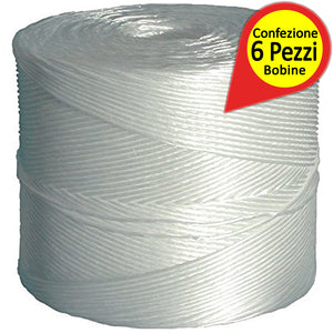 Corda in filato di polipropilene t 300 bianco confezione 6 bobine