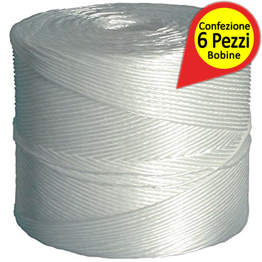 Corda in filato di polipropilene t 300 bianco confezione 6 bobine