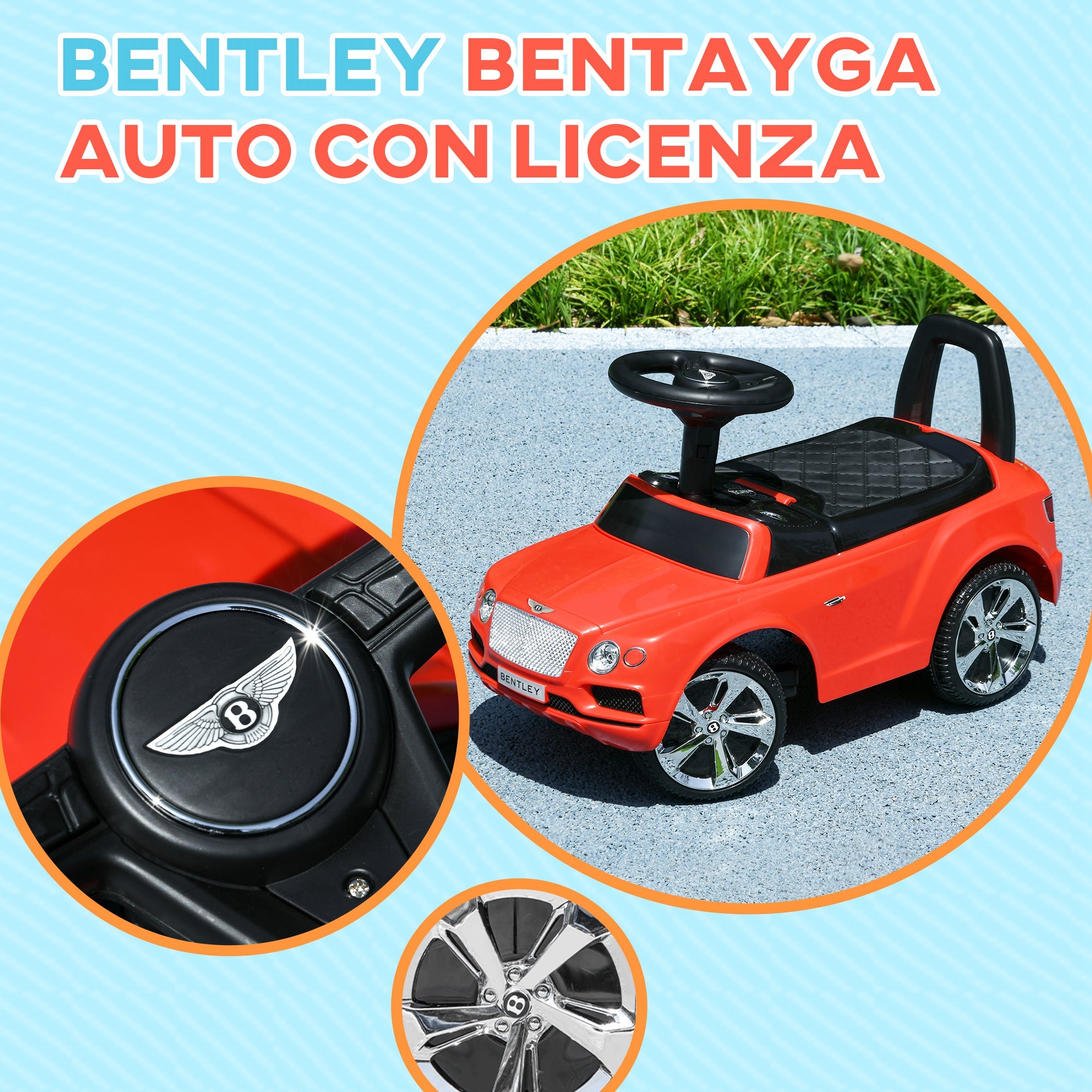 Macchina Cavalcabile a Spinta per Bambini Licenza Ufficiale Bentley Bentayga Rosso