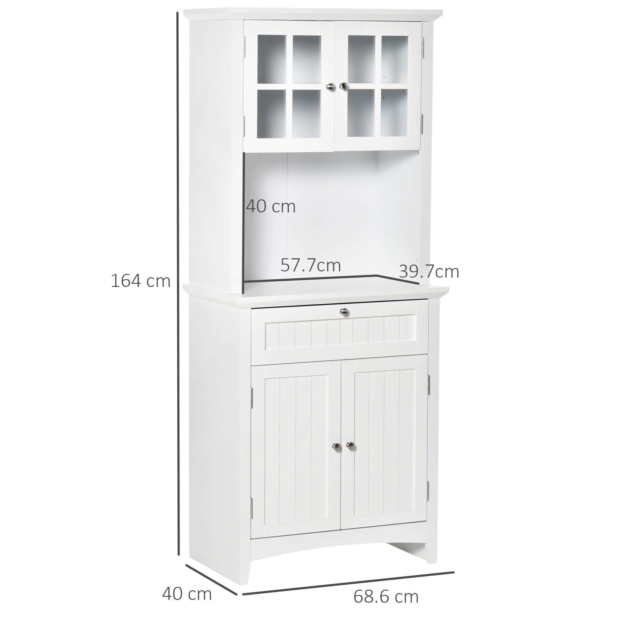 Mobile Dispensa Alto 4 Ante 1 Cassetto 68,6x40x164 cm in MDF Bianco