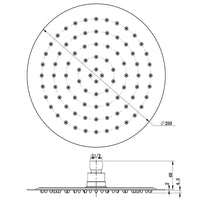 Soffione doccia tondo acciaio inox 2 mm spessore effetto pioggia varie misure bagno *** misure diam. 250x2 mm 86 ugel...