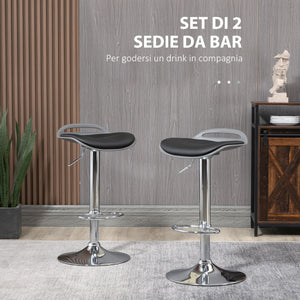 Set 2 Sgabelli da Bar 39x41x68-88 cm Seduta  in Similpelle Nero