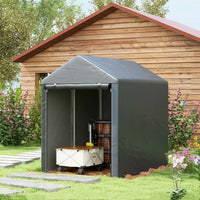 Capanno Box per Attrezzi da Giardino 120x179x165 cm Tenda in PE anti UV e Metallo Grigio scuro