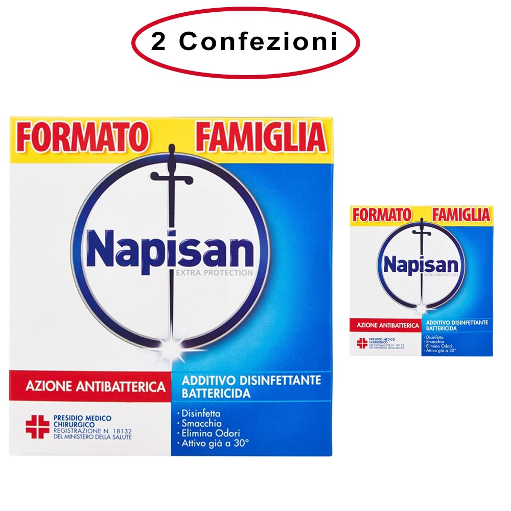 Napisan additivo disinfettante battericida per bucato in polvere confezione da 2 pezzi da 1.2 kg