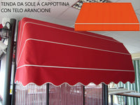 Tenda Sole Cappottina 5 Raggi, Telo PVC Arancione, Largh 1,50 x Sporgenza 1, UV-Resistente Giardino, Balcone