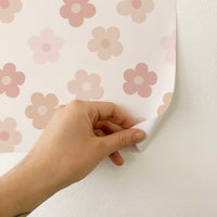 Carta da parati adesiva Daisy in vinile rosa- 1 rotolo 50x300 cm-Decochic