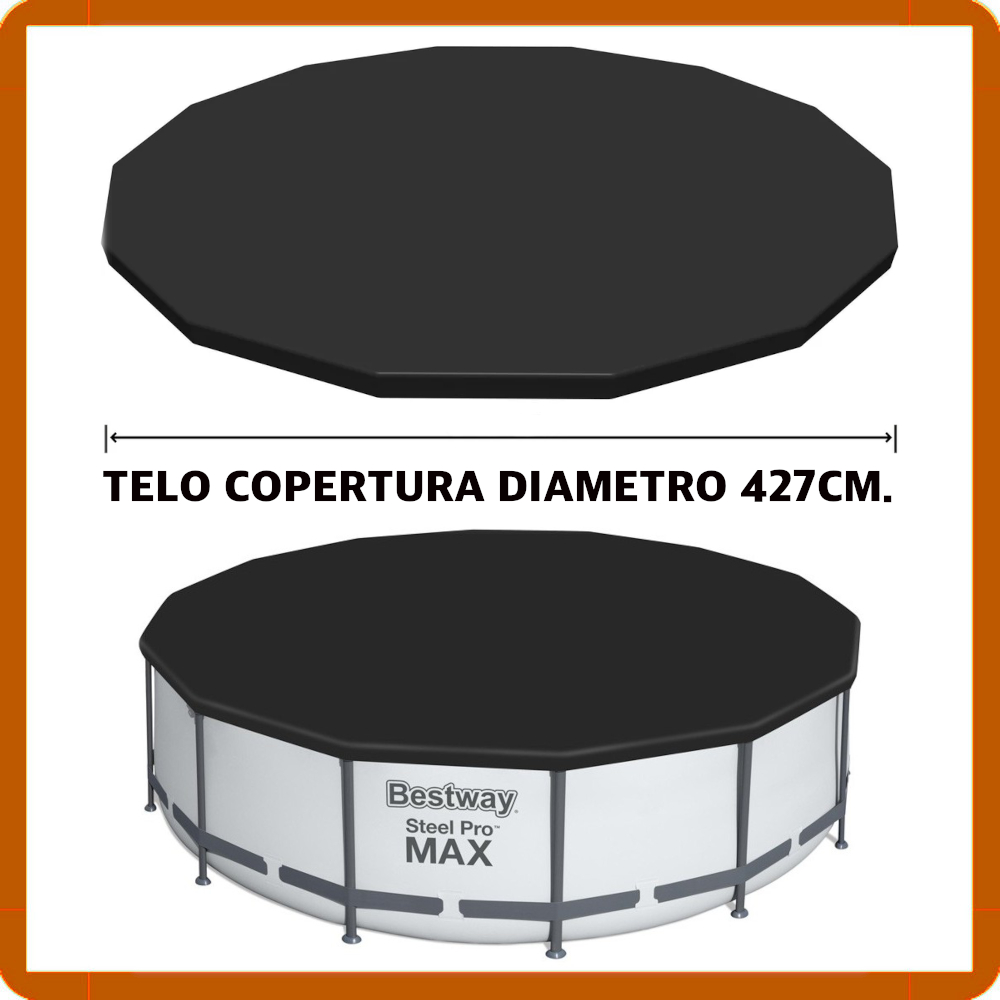 telo per piscina Bestway termico copertura fuoriterra rotondo diametro 427cm.