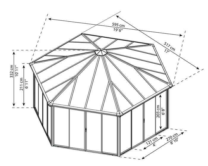 Gazebo Chiuso in Alluminio Garda 5.2X6 m