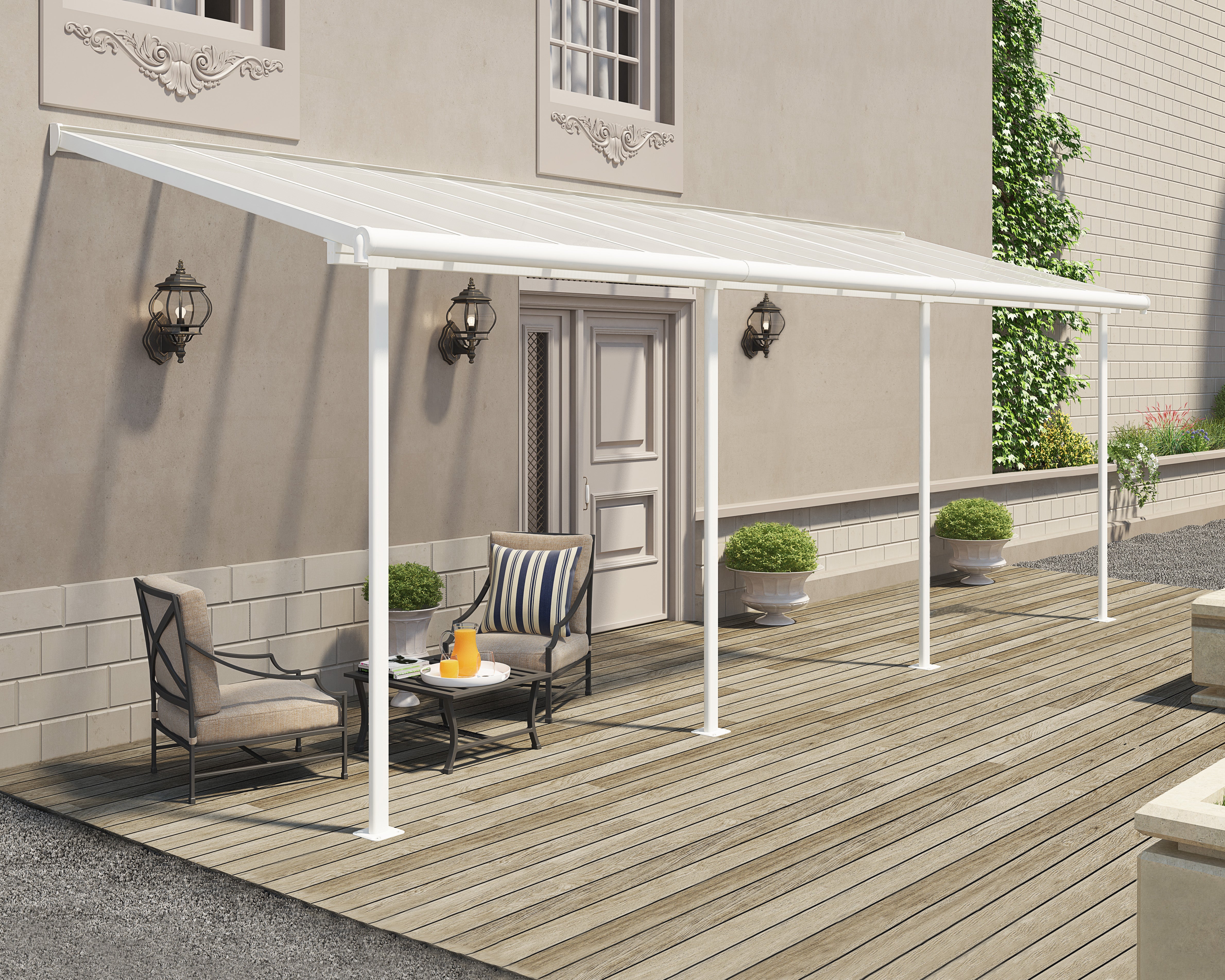 Pergola Sierra Addossata in Alluminio  2.3X6.7 m Bianco