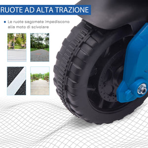 Moto Elettrica per Bambini 6V con Fari e Clacson Blu