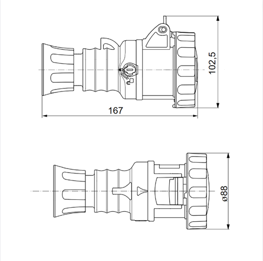 Presa mobile diritta industriale rossa 3p+n+t 16a trifase 380v ip67 gw62031h