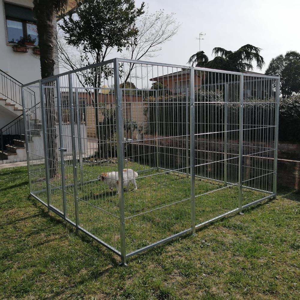 Recinto per cani da 3x3 metri solo perimetro modulare con zincatura a caldo