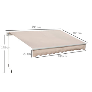 Tenda da Sole per Esterno a Bracci Avvolgibile 295x200 cm con Apertura a Manovella Beige