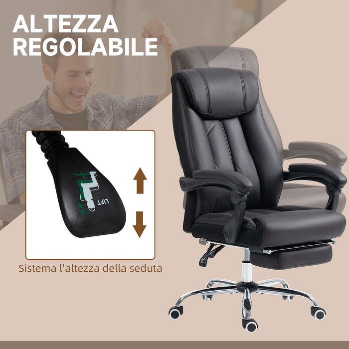 Sedia da Ufficio Presidenziale con Poggiapiedi 66x70x111-119 cm Rivestimento in Microfibra Nero