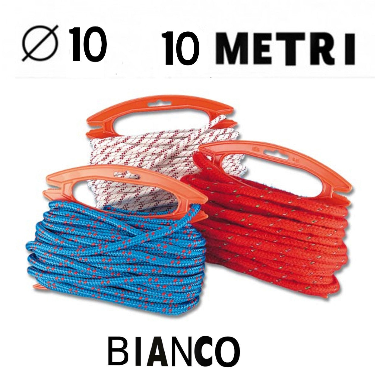 Matassa treccia in polipropilene bianca in bobina da 10 metri diametro treccia 10 mm nautica