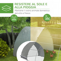 Recinto per Galline per 14-18 Animali con Porta Bloccabile 3x5,6x2,2 m in Acciaio Argento