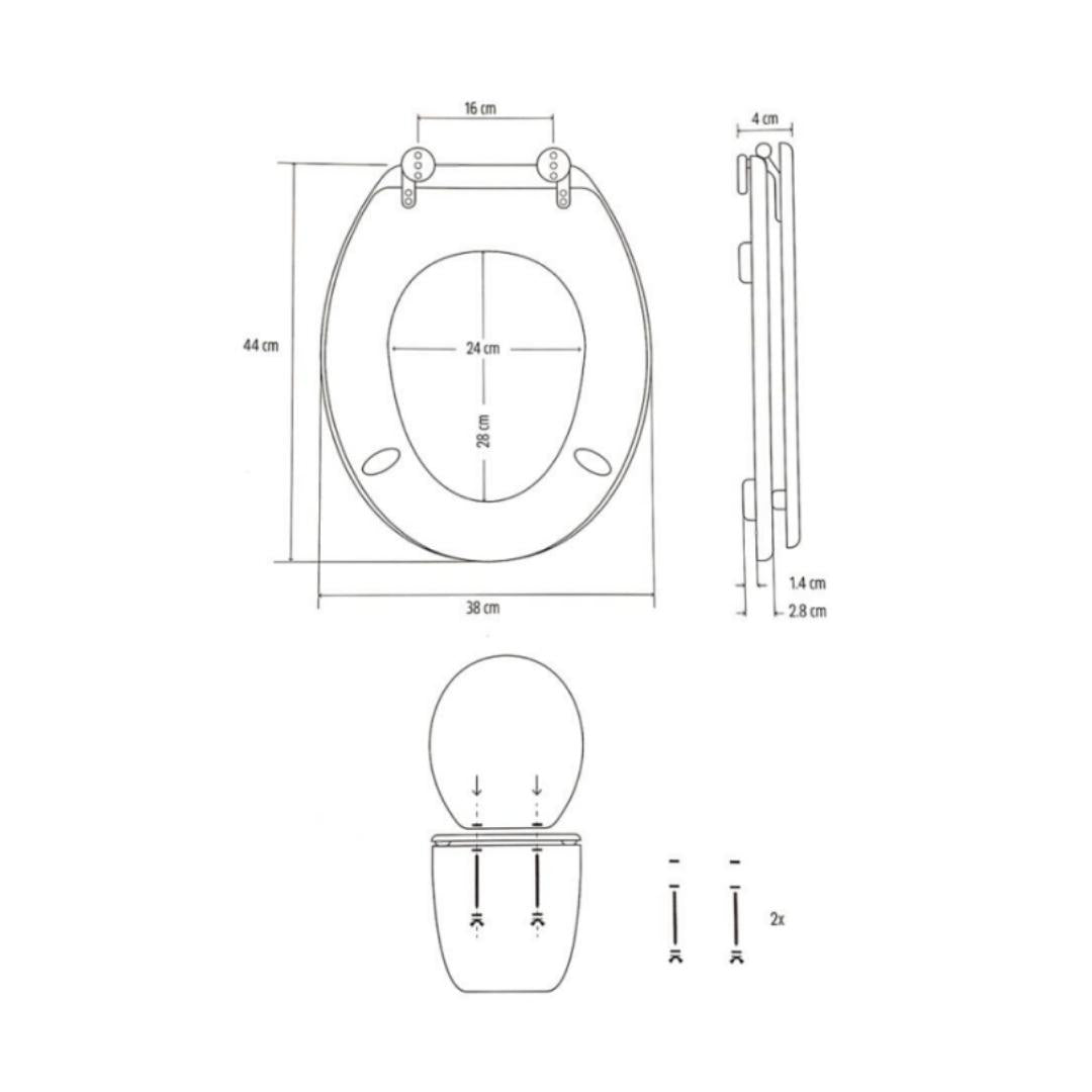 Sedile wc copri water universale frizionato bianco mdf chiusura rallentata *** confezione 1