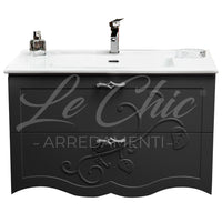 Mobile bagno moderno sospeso luxury nero - 90 cm