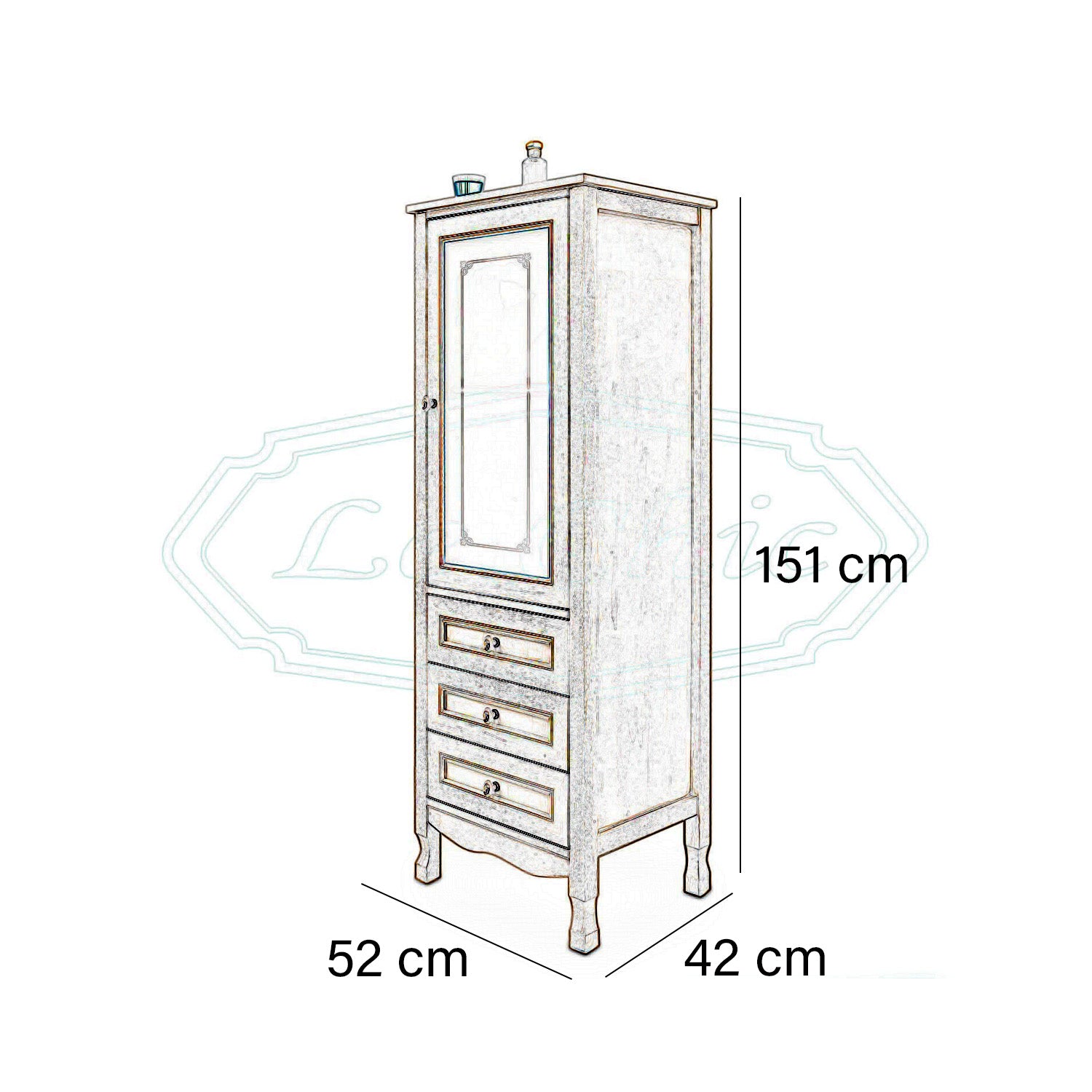 Colonna da bagno Harmony in legno colore avorio decapè 52 cm