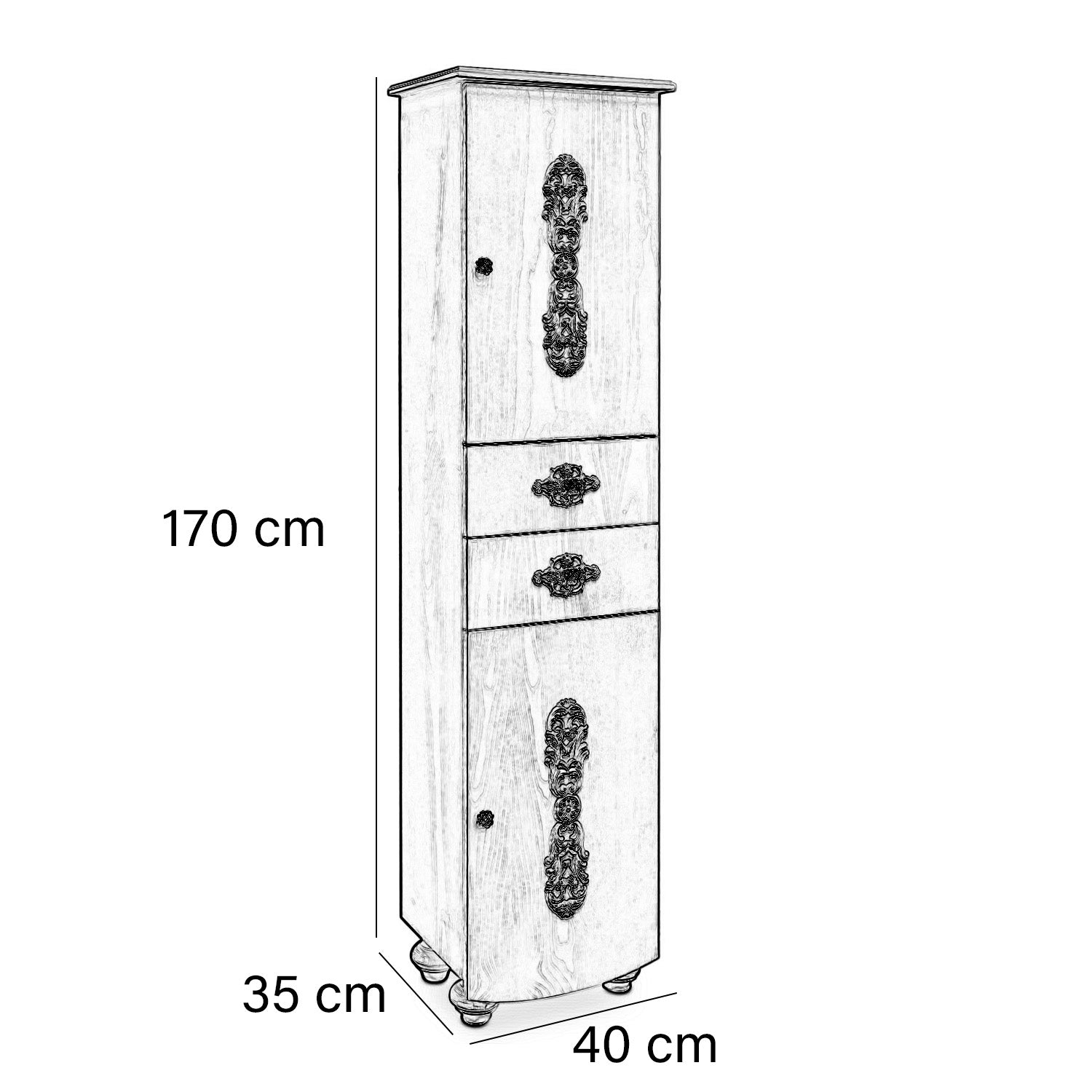 Colonna bagno multiuso in legno di rovere finitura rosa antico