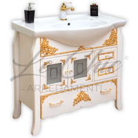 Mobile bagno 85 cm barocco in tinta avorio decapè