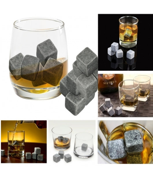 9 Cubetti In Pietra Ollare Naturale Grigio Per Whisky Ghiaccio Refrigerante         