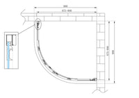 Box doccia 6 mm angolare curvo semicircolare profilo cromo reversibile H.190 90x90