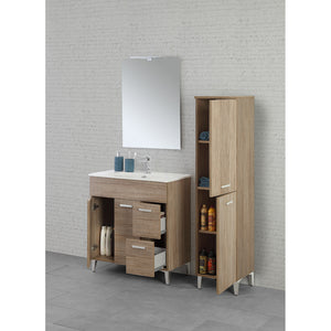 COMPOSIZIONE BAGNO MOBILE LAVABO 80cm +SPECCHIO+COLONNA PORTASCIUGAMANI ROVERE TROPEA FERIDRAS