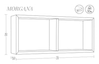 Mensola Rettangolare 2 Scomparti da Parete 70x30x15,5 cm in Fibra di Legno Morgana Wengè