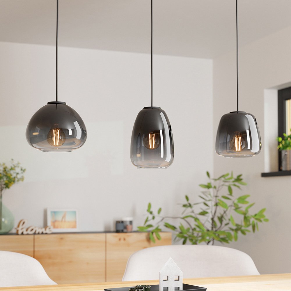 Lampadario Contemporaneo Aguilares 3 Luci Metallo Nero