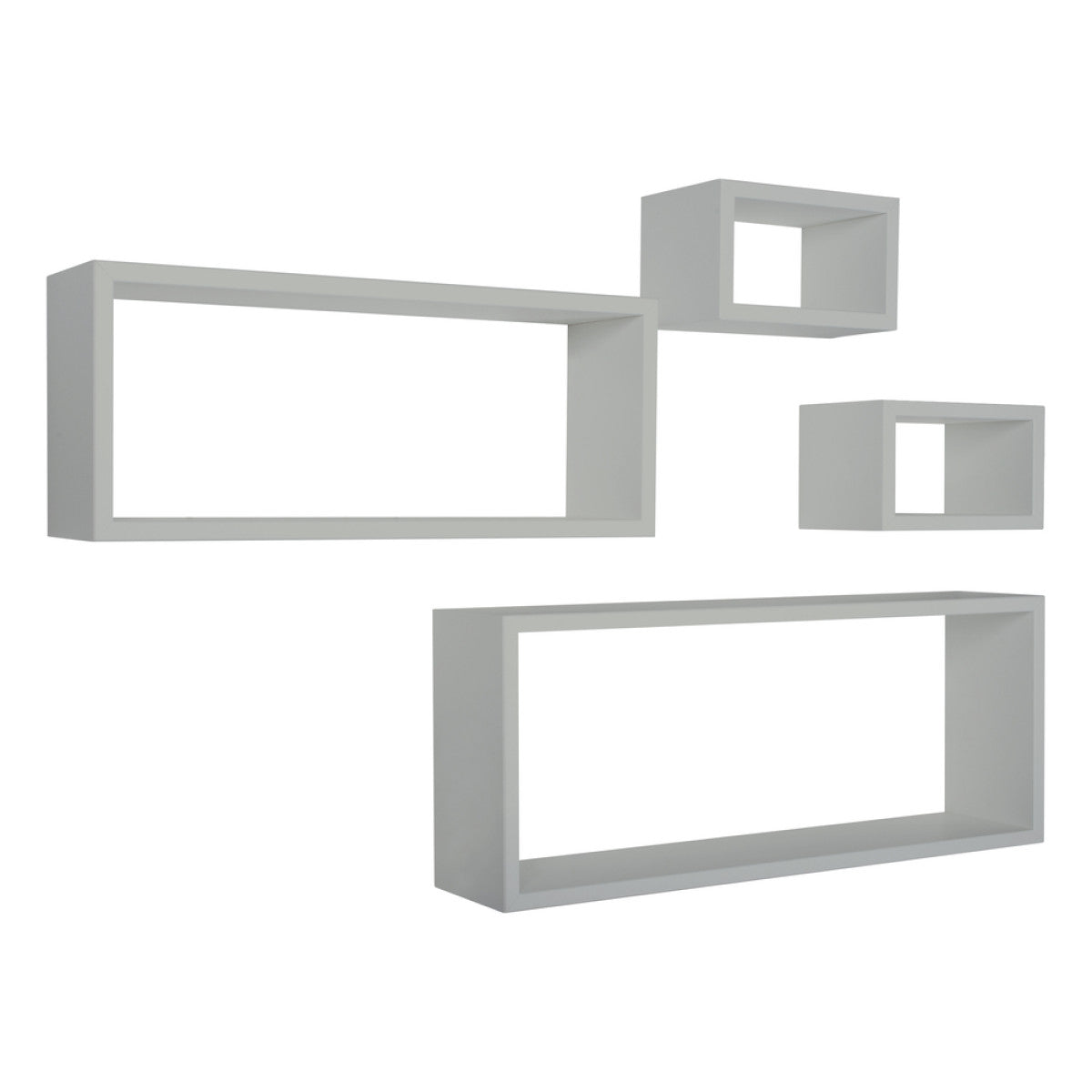 Set 4 Mensole da Muro Modello MERLINO, Pensile Bagno, Mensola Parete, Scaffale Parete. Misure 75x30 p15.5 cm, 60x25 p15.5 cm e 2 da 25x15 p15.5 cm. Finitura  GRIGIO SASSO - MADE IN ITALY