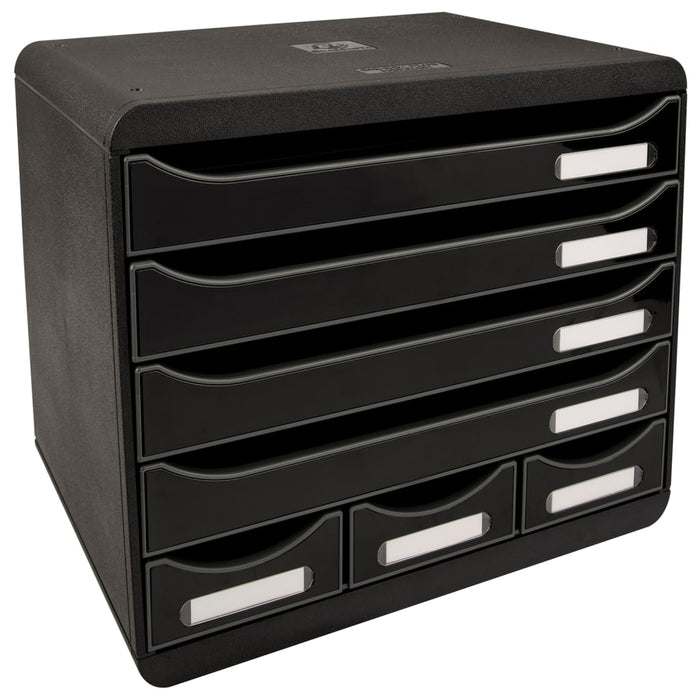 Exacompta Set Cassetti Scrivania Store-Box con 7 Cassetti Nero Lucido 444600