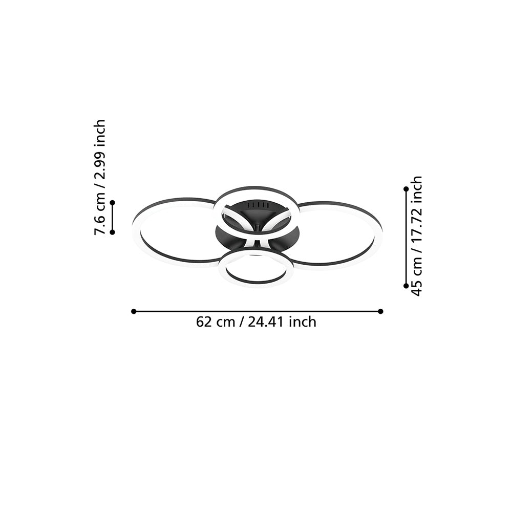 Plafoniera Moderna Parrapos-Z Led Acciaio Nero Diffusori Tondi