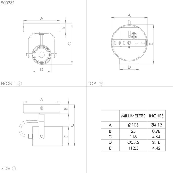 Spot Contemporaneo Sorego In Acciaio Nero 1 Luce Gu10 3W Ip20