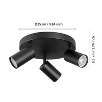 Spot Moderno Telimbela Z In Acciaio Nero 3 Luci Gu10 4,9W Ip20