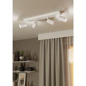 Spot Moderno Telimbela Z In Acciaio Bianco 4 Luci Gu10 4,9W Ip20