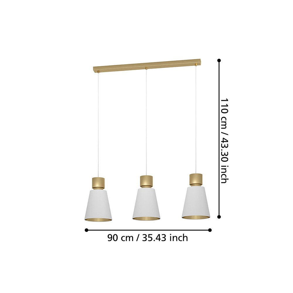 Lampadario Contemporaneo Aglientina 3 Luci Metallo Ottone Spazzolato