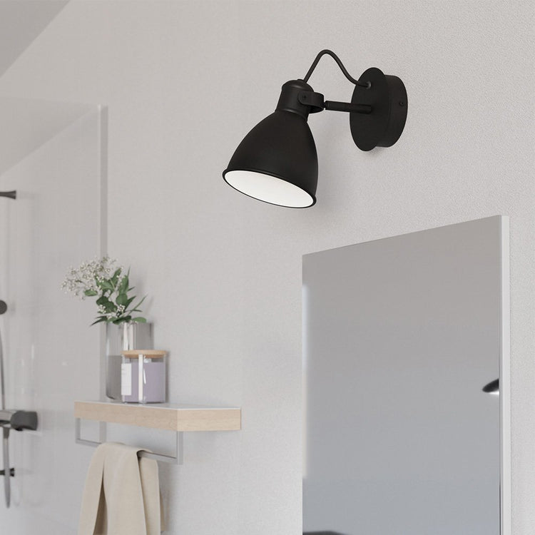 Applique Moderna San Peri 1 Luce Acciaio Nero E Bianco