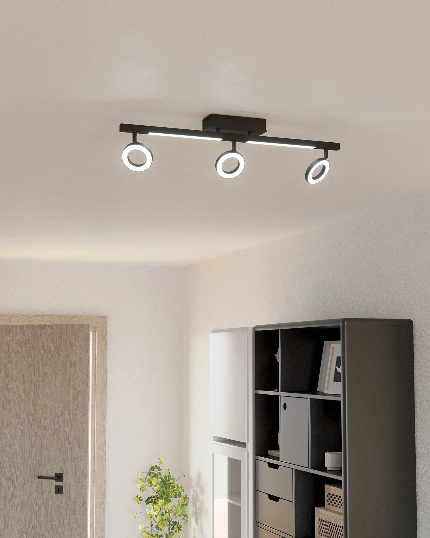 Spot Moderno Cardillio 2 In Alluminio Nero 3 Luci Led 3,2W 3000K Ip20