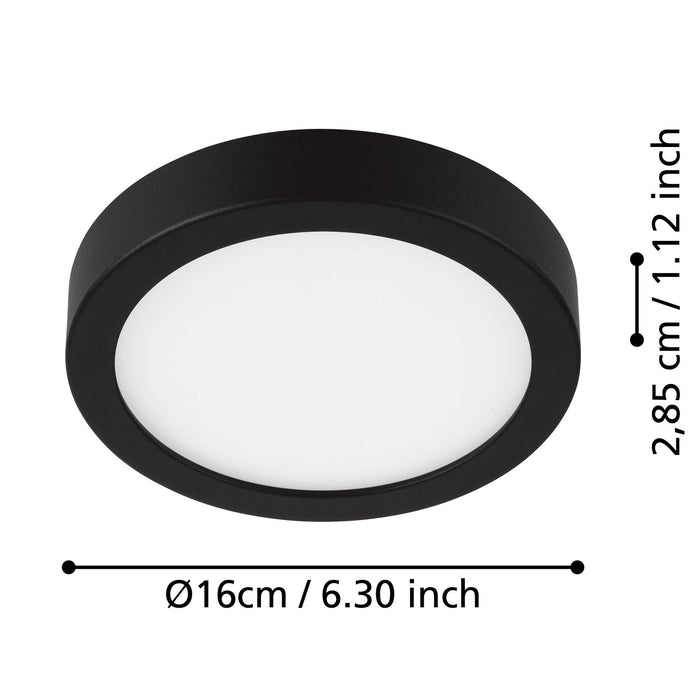 Plafoniera Moderna Fueva 5 In Acciaio Nero Led Integrato 11W 3000K Ip44